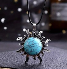 Sun Pendant Necklace Turquoise