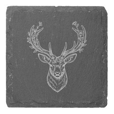 4 x 'Floral Stag Head' 10cm