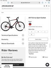 Specialized Sirrus sport carbon road bike medium frame.