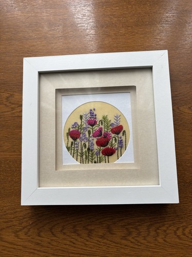 Framed floral embroidery - embroidery,