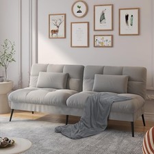 Modern Fabric Sofa Bed 3 Seater Upgraded Frame 5-Gear Adjustable Futon Sofa Grey
