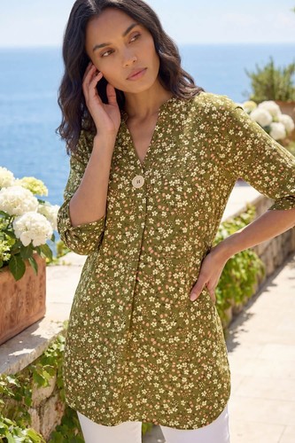 Ladies roman khaki tunic - ladies, top