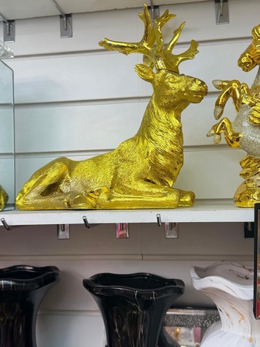 Golden deer statue elegant - golden,