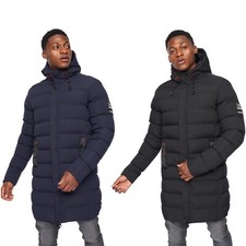 Crosshatch Mens Longline Parka Jacket Puffer Padded Hooded Winter Bubble Coat
