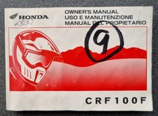 USED GENUINE HONDA CRF100F KIDS FUN/PIT BIKE OWNERS MANUAL 2009 MODEL - 37KSJ640