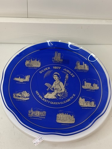 Rare 1977 blue and glass - glass, plate