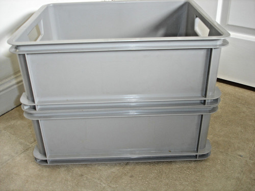 Grey plastic stackable - plastic,
