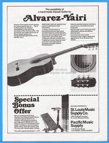 1977 alvarez yairi guitar - yairi,