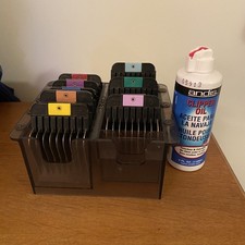 Andis Universal Stainless Steel Attachment Clipper Comb 8 Piece Dog Grooming Oil