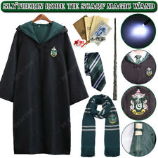 Harry Potter Draco Malfoy Slytherin Robe Cloak Tie LED Magic Wand Scarf Costume
