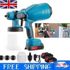 500W Cordless Paint Sprayer Fence Wall Airless HVLP Spray Gun Charger+ 2 Battery