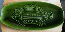 Vintage Mid Century Modern Green Longchamp France Plate Fish Platter