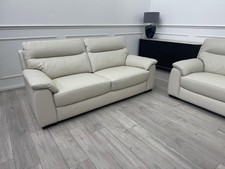 Furniture Village Hetty 3 + 3 Seater Sofa Set in Ivory/Off White Leather
