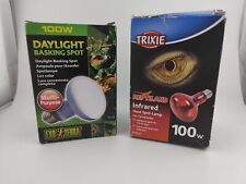 Trixie Infrared Heat Spot Lamp, 100 Watt And ExoTerra 100w Daylight Basking Spot