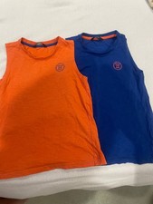 boys sleeveless vest tops x 2. Blue & orange. Both size 7-8 years. From Asda