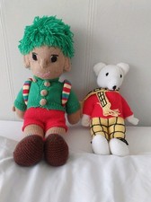 14 x Hand Knitted Made Stuffed Soft Toy Doll Bundle Job Lot Rupert Bear Crochet 