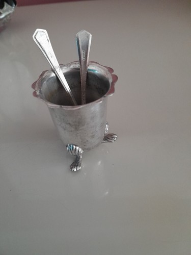 Silver plate mustard pot - plate,