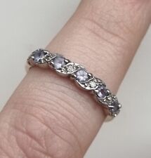 9ct Yellow White Gold Hallmarked Tanzanite & Diamond Half Eternity Ring 2.9g U