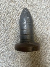 Late 1880s Trench Art / Paperweight Lead Round On A Wooden Base