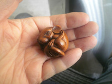 Hand Carved wood netsuke mouse