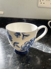 Portobello By Inspire Large Footed Mug Cup Blue & White Floral Design VGC