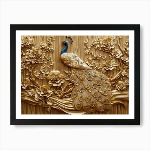 Peacock art print - peacock, framed