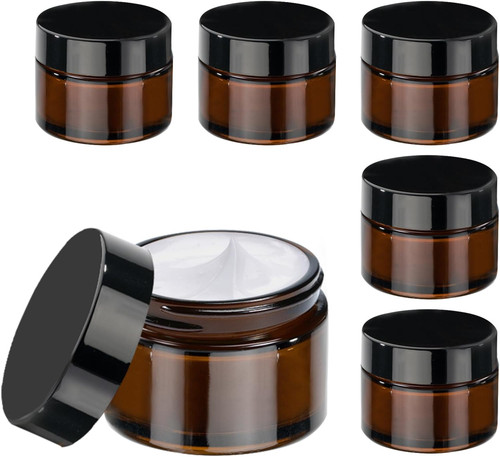 50ml amber glass jars - glass, 6pcs
