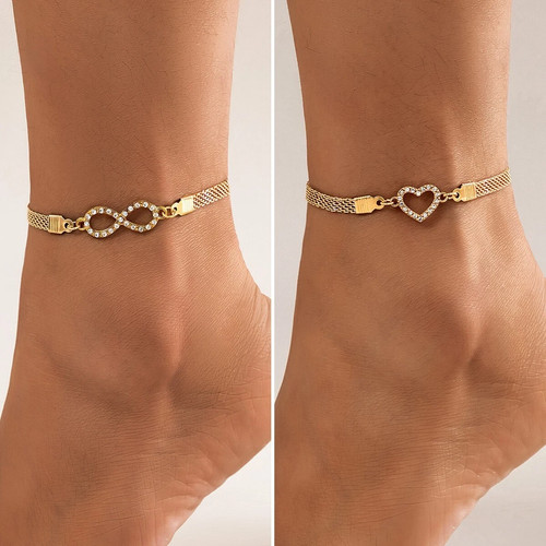 Heart anklet foot chain boho - heart,