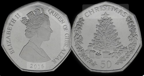 2016 gibraltar christmas - christmas, 50p
