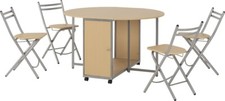 Silver & Beech Effect Butterfly Dining Table + 4 Chairs SANDRA