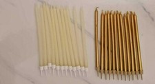 Small Mini Candlex12 Church Cemetery Taper Dinner Candles 13cmx6mm Gold or Cream