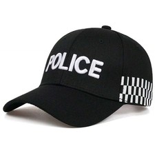 Black/White Embroidered POLICE Peaked Curved Bill Baseball Cap Hat 56-61cm    