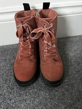 Girls Red Boots Lace Up And