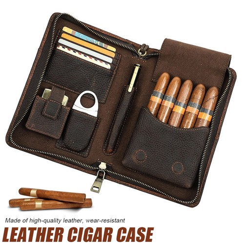 Travel cigar case leather - travel,