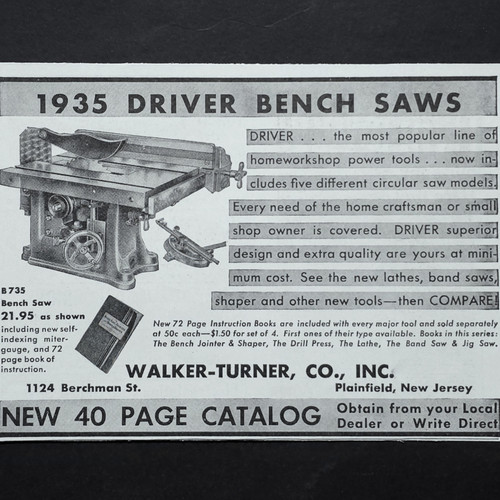 Walker turner driver bench - bench, saw