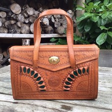Vintage Chestnut Brown Tooled