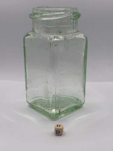 Old square aqua glass - , pickle