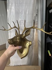 Vintage Brass Deer / Stag Head Decorative Wall Display