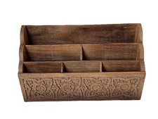 Archana Handcrafted Wooden Wood Carved  - Letter Rack - Desk Organiser
