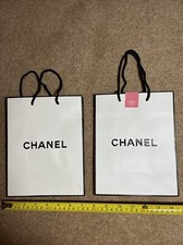 2 x Chanel Advertising Carrier Bag White Small Gift ORIGINAL  23 X 18 X 9cm