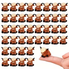 30 Mini Highland Cow Statues-