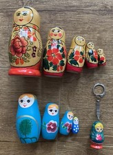 TWO SETS MATRYOSHKA BARBUSHKA RUSSIAN STACKING DOLLS  & KEYRING