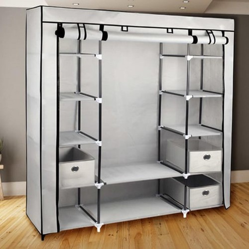 Grey fabric canvas wardrobe - grey,
