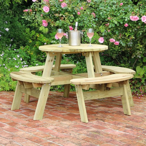Round picnic table wooden - picnic,