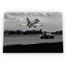 Bugatti Veyron vs Typhoon Fighter Jet Poster Satin Archival Stunning A1 A2 A3