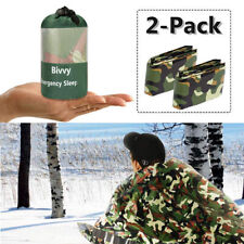 2xReusable Waterproof Camouflage Emergency Sleeping Bag Thermal Survival Camping