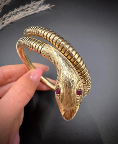 9ct gold coil snake serpent - 9ct, snake/serpent