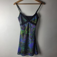 Urban Outfitters Women Size XS Purple Green Tie Dye Mesh Mini Dress Casual Party