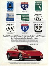 1993 Toyota MR2 Turbo Sports Car Zero to Sixty 6.1 Seconds Vtg Print Ad/Poster