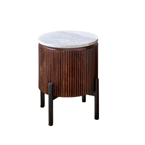Mango wood side table marble - wood,